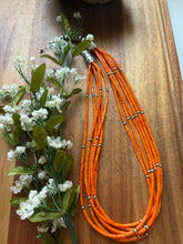 Load image into Gallery viewer, Sterling silver orange coral bead necklace 24 inch