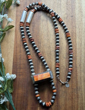 Load image into Gallery viewer, Native American Sterling Silver Spiny Oyster Pearls Jackla Bead Necklace