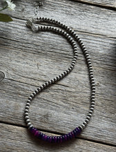 Load image into Gallery viewer, Dyed Sugilite 4mm Sterling Silver Pearls Choker Bead Necklace. 16 Inch. Gift