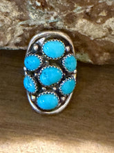 Load image into Gallery viewer, Navajo sterling silver turquoise cluster ring size 8
