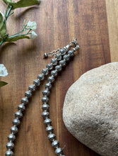 Load image into Gallery viewer, Sterling Silver 8mm Stamped Pearls Bead Necklace. 16 Inch
