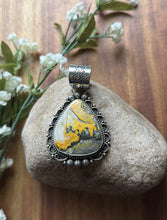 Load image into Gallery viewer, Native Navajo Sterling Silver Yellow Bumblebee Jasper Pendant Etta Enditto Gift