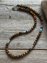 Load image into Gallery viewer, Tigers Eye Multi Stone Color Sterling Silver Bead Necklace. 18 inch Gift
