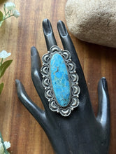 Load image into Gallery viewer, Native American Sterling Silver Kingman Turquoise Ring. Size 8. Leroy James