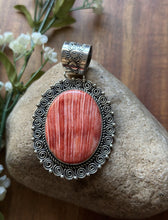 Load image into Gallery viewer, Native American Navajo Sterling Silver Orange Red Spiny Oyster Pendant Etta