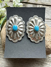 Load image into Gallery viewer, Navajo Native American Sterling Silver Turquoise Stud Earrings DM