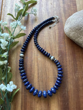Load image into Gallery viewer, Sterling Silver Graduated Lapis Bead Necklace. 18 inch. Gift