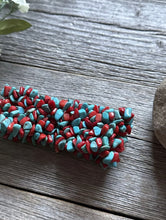 Load image into Gallery viewer, Blue Turquoise Coral Nuggets 7 Inch Stretch Elastic Stretchy Bead Bracelet Gift