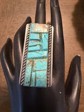 Load image into Gallery viewer, Navajo sterling silver inlay turquoise ring 8.5