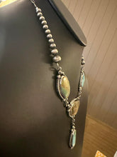 Load image into Gallery viewer, Navajo sterling silver Roy stone turquoise Lamat necklace