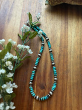 Load image into Gallery viewer, Sterling silver blue turquoise bead necklace
