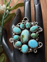 Load image into Gallery viewer, Native American Sterling Silver Blue Turquoise Ring. Size 9.5 Geneva