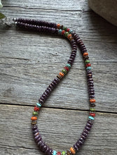 Load image into Gallery viewer, Sterling Silver Purple Spiny Oyster Multi Stone Bead Necklace. 18 inch. Gift