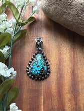 Load image into Gallery viewer, Navajo Sterling Silver Kingman Spiderweb Turquoise Pendant H Piasso