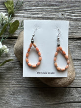 Load image into Gallery viewer, Southwestern 925 Sterling Silver Pink Coral Pearls Bead Earrings. 2 Inch
