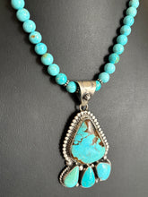 Load image into Gallery viewer, Handmade Navajo Turquoise Pendent Sterling Silver .
Turquoise W Silver Necklace