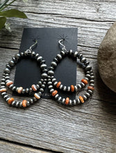 Load image into Gallery viewer, Southwestern Sterling Silver Orange Spiny Oyster Pearls Double Loop Earrings