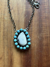 Load image into Gallery viewer, Navajo Sterling Silver White Buffalo Turquoise Cluster Chain Lariat Necklace CY