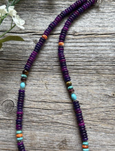 Load image into Gallery viewer, Dyed Sugilite Multi Stone Color Sterling Silver Bead Necklace. 18 inch Gift