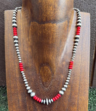 Load image into Gallery viewer, Red Coral Multi Graduated Sterling Silver Pearls Bead Necklace 18 inch 4mm -8mm