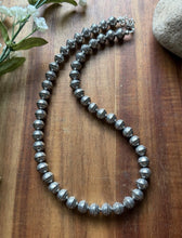 Load image into Gallery viewer, Sterling Silver 10mm Stamped Pearls Bead Necklace. 14 Inch
