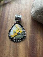 Load image into Gallery viewer, Native Navajo Sterling Silver Yellow Bumblebee Jasper Pendant Etta Enditto Gift