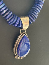 Load image into Gallery viewer, Handmade Navajo Sterling Silver and Lapis Pendant Lapis with Necklace