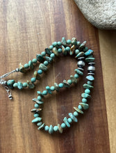 Load image into Gallery viewer, Sterling Silver Turquoise Nuggets Bead Necklace. 18 inch