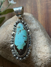 Load image into Gallery viewer, Navajo Sterling Silver Blue Turquoise Handmade Pendant K Yazzie Gift