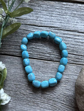 Load image into Gallery viewer, Blue Turquoise Nuggets 7 Inch Stretch Elastic Stretchy Bead Bracelet Gift