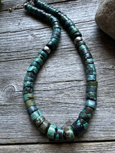 Load image into Gallery viewer, Southwestern 925 Sterling Silver Turquoise Heishi Bead Necklace. 16 inch
