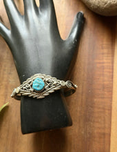 Load image into Gallery viewer, Baby Navajo Sterling Silver Blue Turquoise Cuff Bracelet