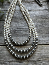 Load image into Gallery viewer, Sterling Silver Freshwater Pearls Multi Strand Layered Bead Necklace. 26-30 Inch