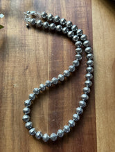 Load image into Gallery viewer, Sterling Silver 10mm Stamped Pearls Bead Necklace. 18 Inch