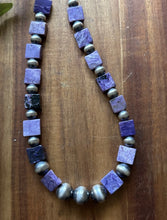 Load image into Gallery viewer, Sterling Silver Purple Charoite W Pearls Bead Necklace. 18 Inch Gift
