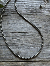 Load image into Gallery viewer, 3mm 28 Inch 925 Sterling Silver Oxidized Pearls Bead Necklace Southwestern