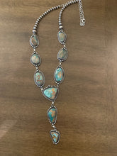 Load image into Gallery viewer, Navajo sterling silver royston turquoise lariat necklace