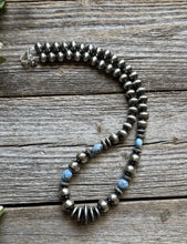 Load image into Gallery viewer, Sterling Silver Golden Hill Turquoise Nuggets W Pearls Bead Necklace. 18 inch