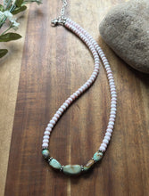 Load image into Gallery viewer, Sterling Silver Pink Conch Green Turquoise Nuggets Bead Necklace 18 inch Gift