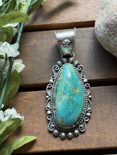 Load image into Gallery viewer, Navajo Native American Sterling Silver Turquoise Pendant. Etta E Gift