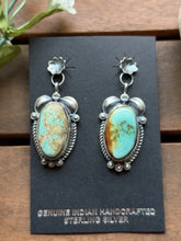 Load image into Gallery viewer, Navajo 925 Sterling Silver Royston Turquoise Earrings KY Southwestern