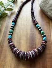 Load image into Gallery viewer, SterlingSilver Purple SpinyOyster SleepingBeauty Sonoran Turquoise Bead Necklace