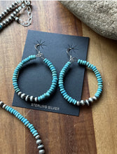Load image into Gallery viewer, Southwestern Sterling Silver Blue Turquoise Pearls Bead Necklace Earrings Set