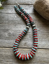 Load image into Gallery viewer, Southwestern 925 Sterling Silver Blue Turquoise Coral Bead Necklace 18 inch Gift