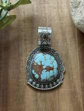 Load image into Gallery viewer, Navajo Sterling Silver Number 8 Turquoise Handmade Pendant Etta Enditto Gift