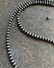 Load image into Gallery viewer, 5mm 12 Inch 925 Sterling Silver Oxidized Pearls Bead Necklace Southwestern