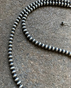 5mm 12 Inch 925 Sterling Silver Oxidized Pearls Bead Necklace Southwestern