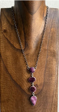 Load image into Gallery viewer, Navajo Sterling Silver Purple Spiny Oyster Lariat Chain Necklace C Shorty