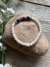 Load image into Gallery viewer, Freshwater Pearls Multi Stone 6.5 Inch Stretch Elastic Stretchy Bead Bracelet