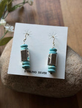 Load image into Gallery viewer, Sterling Silver Blue Turquoise Bead Drop Earrings. 1.75 Inch
